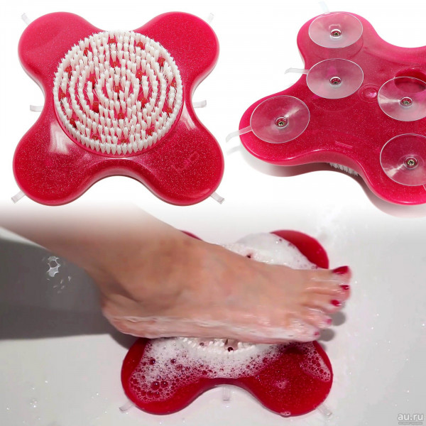 Напольная щетка-массажер для ног на присосках в душ или ванн