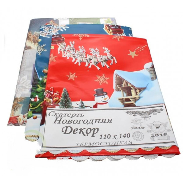 Скатерть новогодняя "Декор", 10 расцветок, 140х110 см