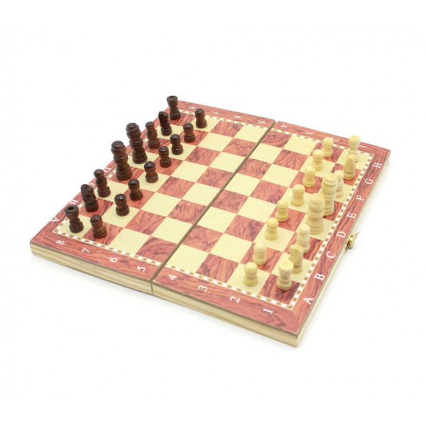 Шахматы 3 в 1: Шахматы Нарды Шашки; из бамбука, поле 24х24 см